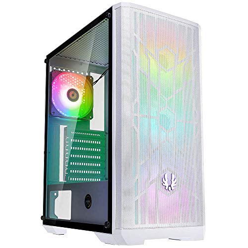 BitFenix Nova Mesh SE TG ARGB Edition, PC Gaming Case, White/ White Mesh ATX/Micro ATX/Mini ITX Temper Glass Aura SYNC/Mystic Light/RGB Fusion 2.0, BFC-NSE-300-WWGKW-4A