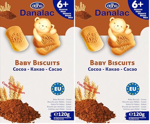 Danalac Biscuits Saveur de Cacao pour Bébés 6+ Mois 0.12 kg (Lot de 2)