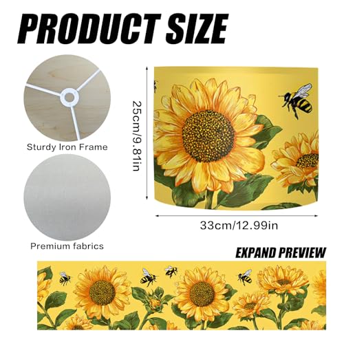 Image of Nuxovilar Lamp Shades Set of 2, 13 inch Top x 13 inch Bottom x 10 inch High (Spider) | Table lamp shades vibrant floral design living room bedroom covers light accessories (Floral)