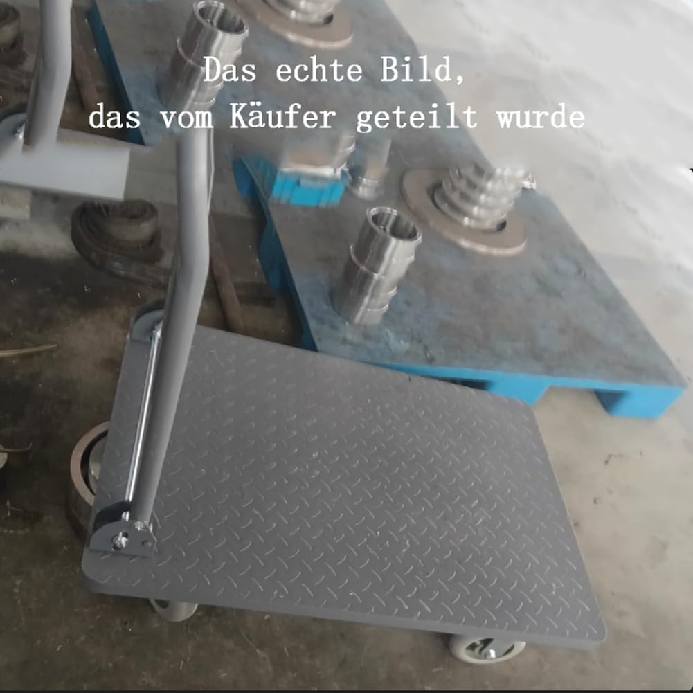 Carrelli a Piattaforma Mano da Magazzino Officina Portata 500 kg Grandi Ruote Pieghevole Carrello da Trasporto di Carichi Pesanti Camion ruote girevoli a 360° (90 x 60 cm)