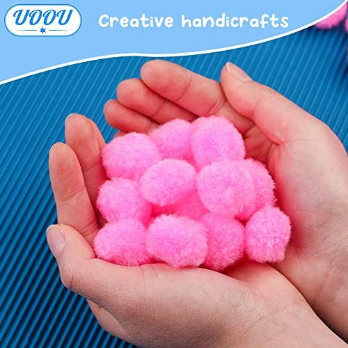 Uoou 100 Pcs Pink Pom Poms 1Inch/2.5Cm, Solid Color Craft Pom Poms Bulk With Storage Box, Small Pom Poms Set For Crafts, Arts And Craft Pom Pom Balls For Diy Art Creative Crafts Decorations #TOP3