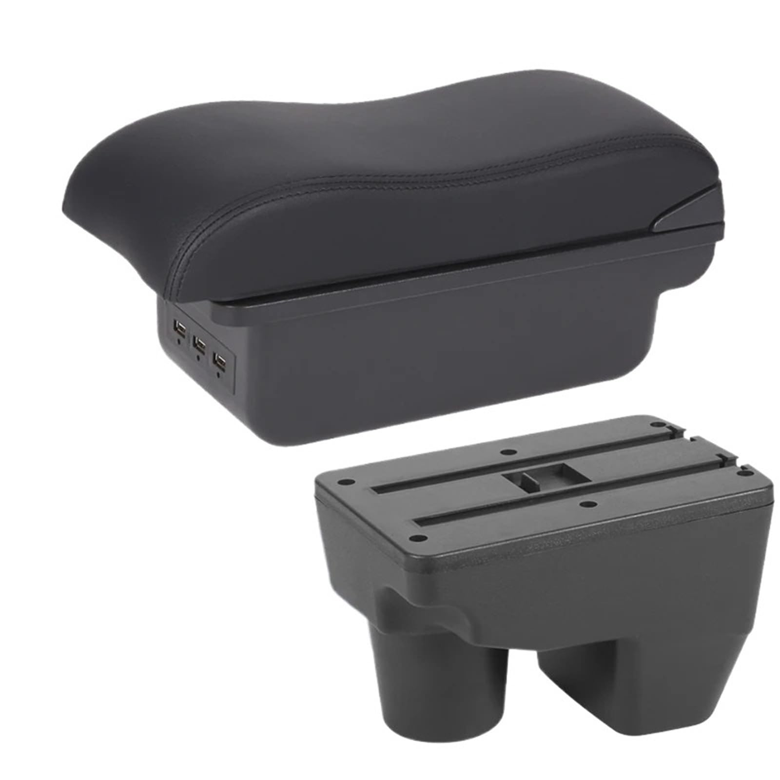 AWGNTQQ Car Armrests For Toyota For Yaris Elegant GR 2021 2022 2023 2024 2025 Car Armrest Storage Box Retrofit Accessories(B2 black line 3USB)