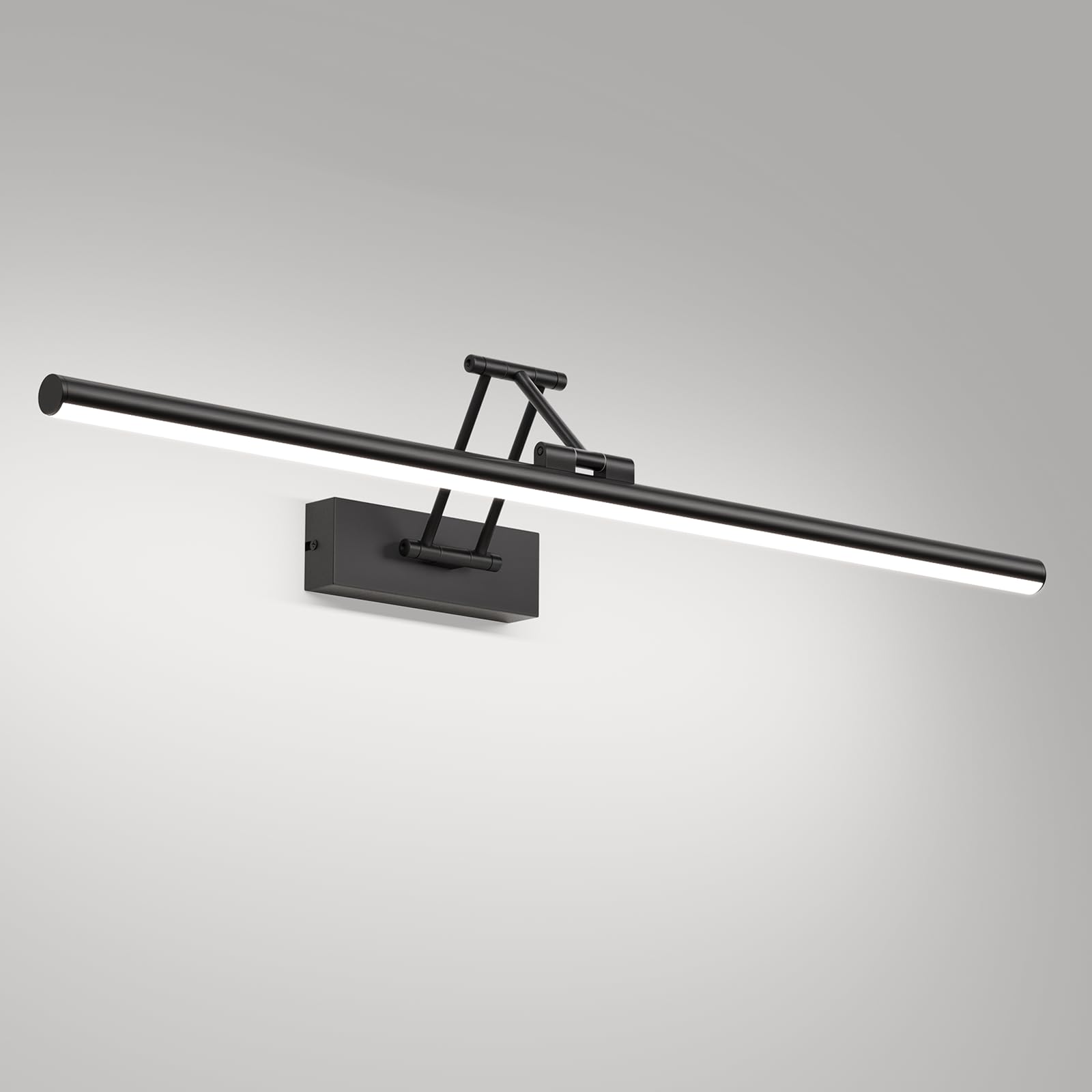 Klighten LED Spiegellampe Bad 70cm, Drehung Spiegellampen Spiegel für bad IP44, Spiegelleuchte Badezimmer 24W 1650 LM, LED Badspiegelleuchten Badezimmerspiegel, Kaltes Weiß 5500K, Schwarz