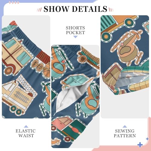 Hot Air Balloon Truck Boys Long Pants Soft Trousers Elastic Waist Kids Lounge Bottoms with Pockets S-XL4