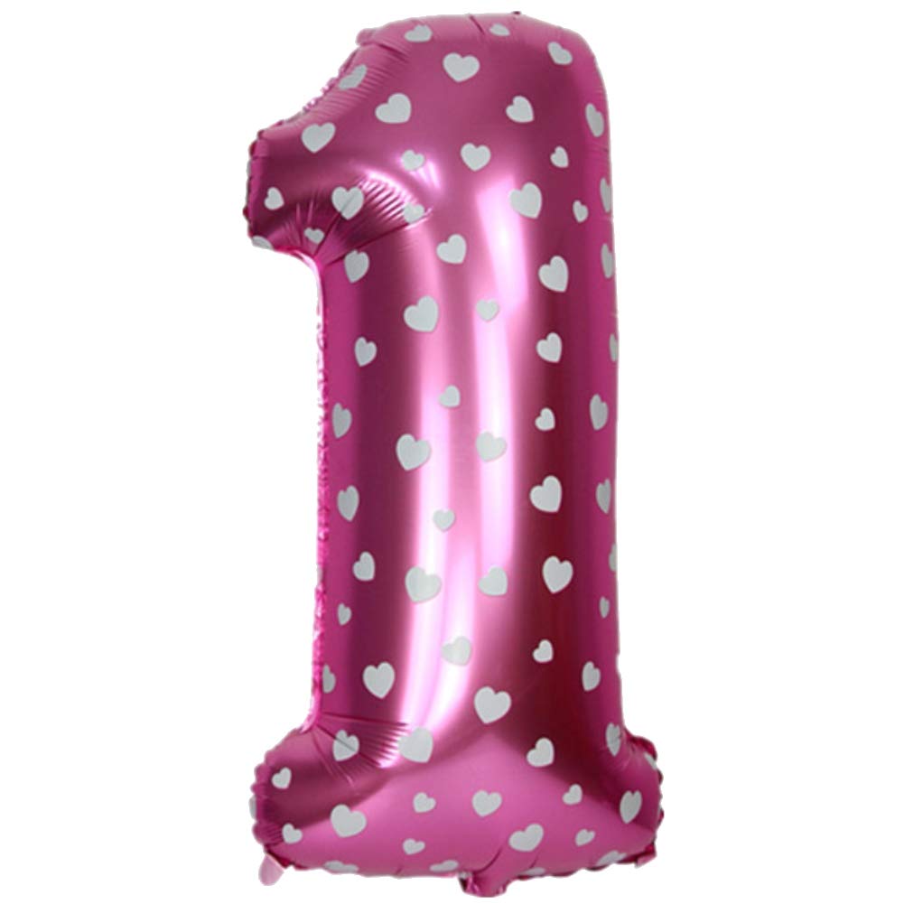HOTKEI 16" Aluminum Film Number Party Balloon for Birthday| Anniversary| Theme Decoration (Pink - 1Pcs - Number: 1)