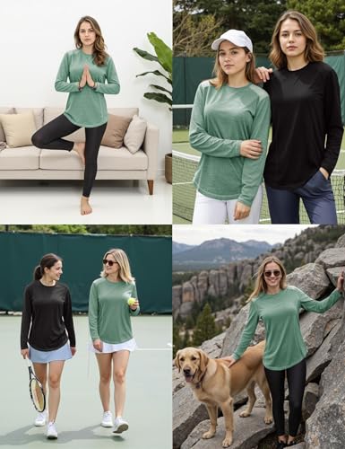 Gyabnw Activewear tops voor dames met lange mouwen voor UK UPF 50+ hardlooptop voor dames, ronde hals, lichtgewicht, zacht, sneldrogend T-shirt - Afbeelding 5