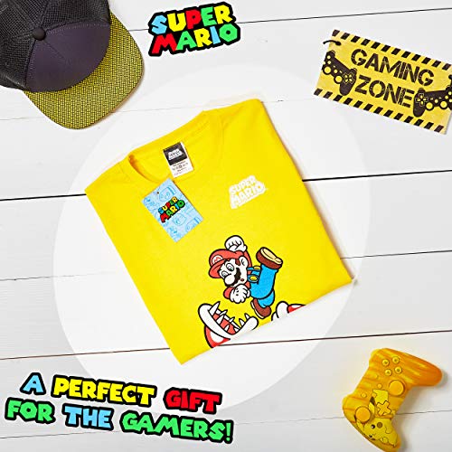 Super Mario Jongens T Shirt, Fun Graphic T Shirt Bros Karakter, 100% Katoen Korte Mouw Gele Top, Officiële Merchandise… - Afbeelding 4