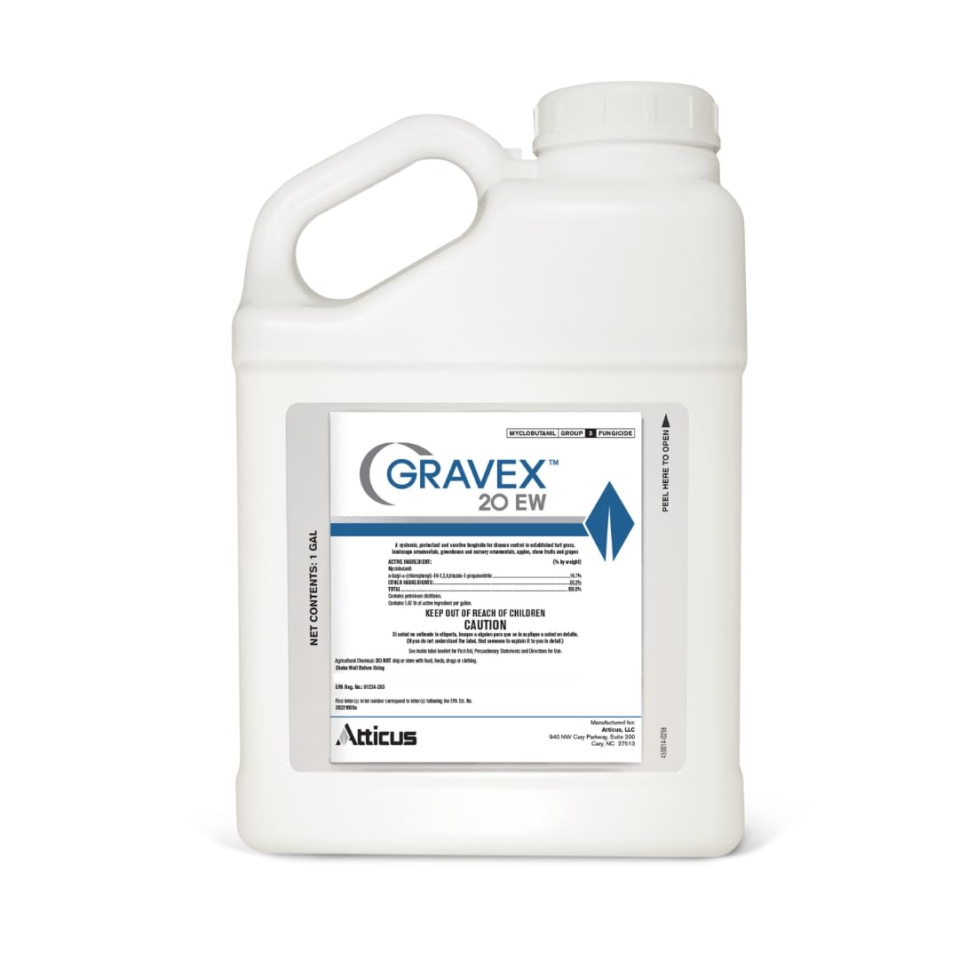 Atticus Gravex 20EW Fungicide (1 GAL) - Myclobutanil 19.7% - Systemic Fungus Control for Lawns, Landscapes, & Greenhouses - Brown Patch, Anthracnose, Powdery Mildew, Scab, Rust, Red Thread, Black Spot