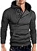 Grin&Bear Slim fit Halfzip Jacke Kapuze Hoodie Sweatshirt Kapuzenpullover, anthrazit-schwarz, L, GEC401