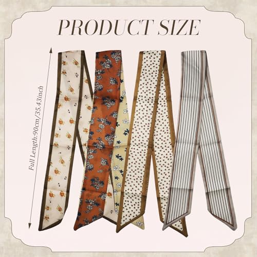 Head Scarf for Women, 4 Pcs Fashion Scarf Headbands, Boho Scarves for Women Lightweight, Multifunctional Headscarf for Bag Hair Accessories2