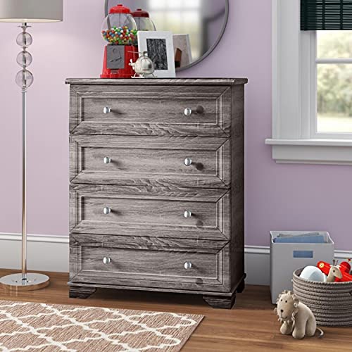 Belle Isle Furniture Kids Chest, 4 Drawers - Bedroom Storage and Nursery Organization - Chest of Drawers for Toddlers and Children - Clothes, Toys, Shoes and More - Rustic Design