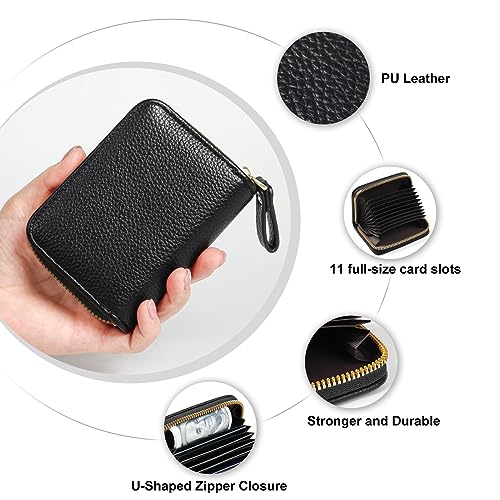 Image of Credit Card Wallet, RFID Card Case Wallet, Zipper Card Cases Holder for Men Women, RFID Blocking, KeyChain Wallet, Compact Size Card Organizer Case for Women