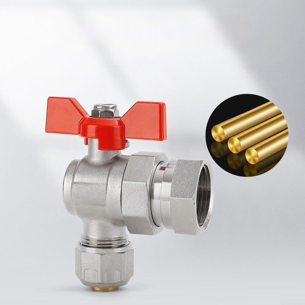 Válvula de Bola de para latón con para filtro para PEX, Cierre 2 Vías Calefacción Suelo Radiante 16mm(B)