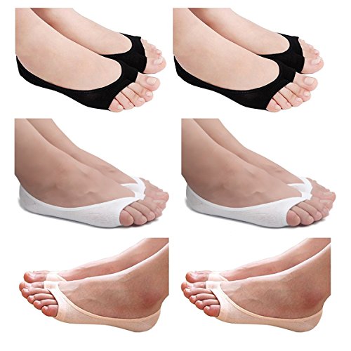 Image of seven wolves Womens Peep Toe Socks 6 Pairs, Toeless Cotton No Show Socks Non Slip Shoe Liner