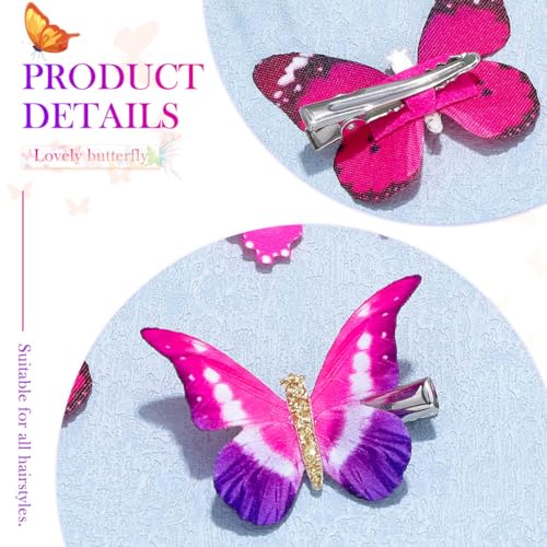 Pinzas para cabello de mariposa rosa, pack de 10 miniatura 4