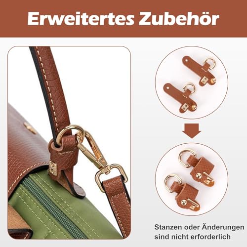 Schultergurt für Longchamp Damen Taschen - Einstellbarer Taschengurt ohne Stanzen von Löchern für Longchamp Mini Bag Straps (Braun) 3