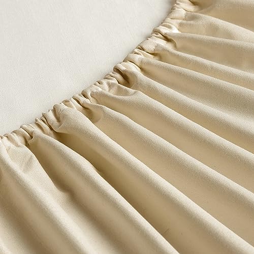 FreshCulture Full Fitted Sheets, Bulk Pack of 6, Deep Pocket, Soft Microfiber Bottom Sheets for Home, Salons, Hotels, Full Size Fitted Sheets Only (Beige)