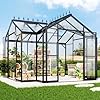 Amerlife 12x10x8 ft hybrid polycarbonate walk in greenhouse for outdoors aluminum frame with quick connect assembly double doors ventilation for backyard garden black  urban country home decor
