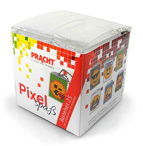 Pracht Creatives Hobby Pixel Divertido Set de 25 para crear 6 medallones, llavero, niños, niños y niñas, ideal como pequeño regalo, obsequio, cumpleaños infantiles , color/modelo surtido
