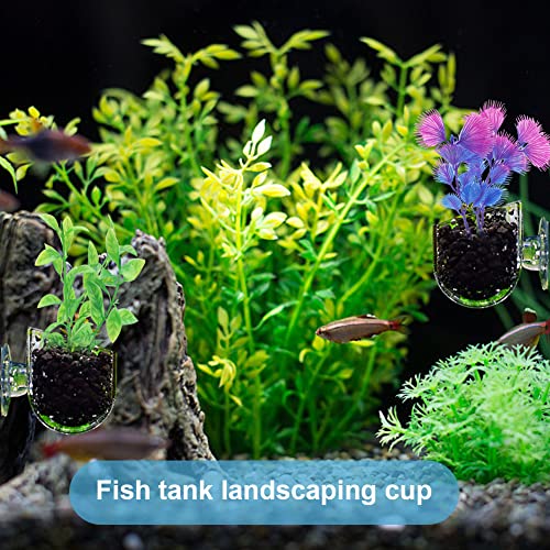 Gukasxi 10 Stück Aquarium Pflanzenhalter Mit Saugnapf Aquarium Plant Cup Pflanzen Halter Saugnapf Pflanzgefäß für Aquarium Landschaft Mini Fish Tank Decoration