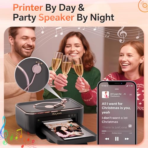 Image of PRT 4x6 Photo Printer with 20 Sheets & 1 Ribbon, Portable Photo Printer for iPhone /Android, Ideal Gift for Home & Scrapbooking Use, Black