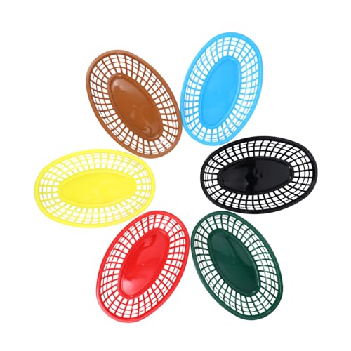 Cabilock Bread Basket Bread Basket Plastic Baskets 6pcs Baskets Plastic Oval Food Baskets Fries Burger Basket Fruit Tray Dessert Tray for Fries, Burgers, Sandwiches Bread Basket Trays