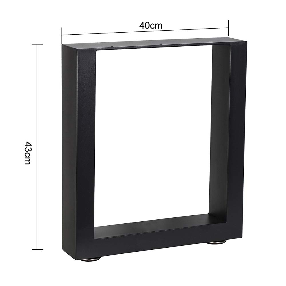 Melko 2 estructuras de mesa, patas de mesa de acero, 40 x 43 cm, uso universal, color negro