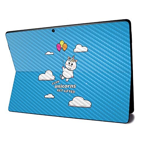 Image of MightySkins Carbon Fiber Skin for Microsoft Surface Pro X - Unicorns Get Lifted | Textured Carbon Fiber Finish | Easy to Apply, Remove, and Change Styles | Made in The USA