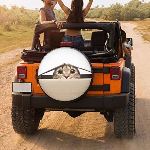 Image of Funny Cat Spare Tire Cover Dust-Proof Wheel Tire Cover Fit Trailer, RV, SUV and Many Vehicle 17 Inch