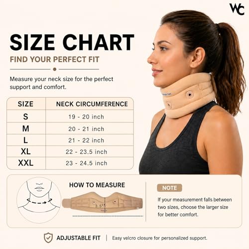 Image of Wonder Care Cervical Collar Adjustable Collar Support Brace, Neck Support Soft Neck Collar Neck Brace For Neck Pain And Support For Women & Men- XXLarge