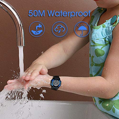 Image of Kids Watch,Boys Watch for 3-15 Year Old Boys,Digital Sport Outdoor Multifunctional Chronograph LED 50 M Waterproof Alarm Calendar Analog Watch for Children with Silicone Band,Kids Gift