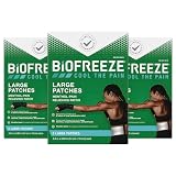 Biofreeze Pain Relief Patches, Arthritis Pain Reliver, Knee & Lower Back Pain Relief Patch, Sore Muscle Relief, Neck Pain Relief, FSA Eligible, 3 Pack (5 Biofreeze Menthol Patches)
