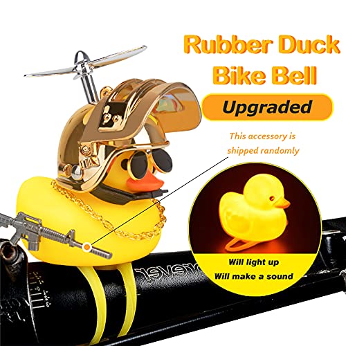 Image of wonuu 2Pcs Rubber Duck Car Ornaments, Squeeze Duck Dashboard Decorations Bicycle Decor for Cycling Motorcycle & Bicycle Accessories Decorations (X-Gold&Black)