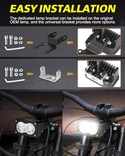 Image of Headlight Kit for Surron Segway X260 3 inch Driving Flood CREE LED Pod | High Intensity CREE LED Pods, Driving Flood Beam 3000K 20W Waterproof E-Bike Head Light for Sur-Ron