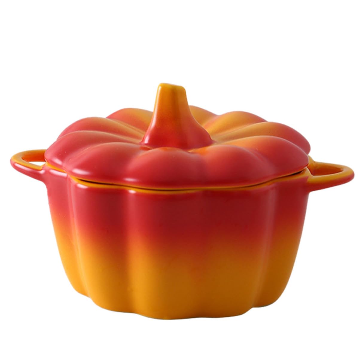 ABOOFAN Cuenco de Cerámica con Forma de Calabaza y Tapa para Mantener Frescura, Tazón Creativo para Servir Sopa y Postres en Navidad o Regalos
