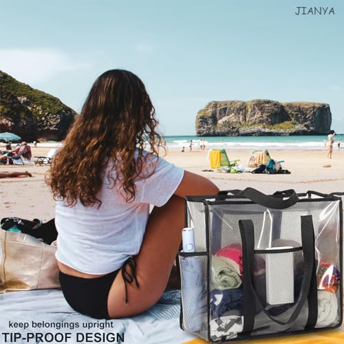 JIANYA Clear Tote Bag Beach Bags for Women Large Waterproof Sandproof Tip-proof Shoudler Tote Bag Swim Pool Bag3