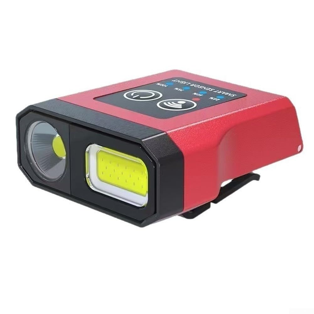 Linterna frontal recargable ligera con activación de movimiento y cinco niveles de brillo para senderismo, camping, pesca, aventuras nocturnas, verde (F)