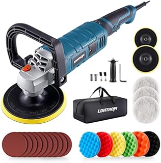 LDHTHOPI Buffer Polisher, 1600W 7 Inch/6 Inch Rotary Buffer Polisher Waxer, 7 Variable Speed 1000-3500 RPM, Detachable Handle for Car, Boat Sanding, Polishing, Waxing.