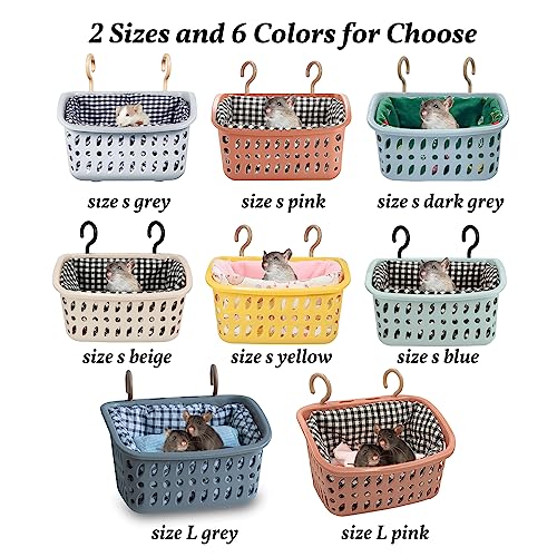 Image of JWShang Rat Hammock for Cage - Small Animal Hanging Basket Bed with Sturdy Hooks, Cozy Pet Rat Cage Accessories for Guinea Pig Chinchilla Sugar Glider Ferret (Pink, S)