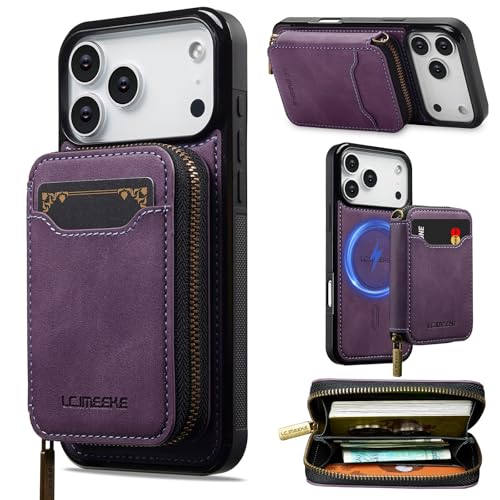 Étui pour iPhone 14 Pro Max violet en silicone rigide et cuir magnétique