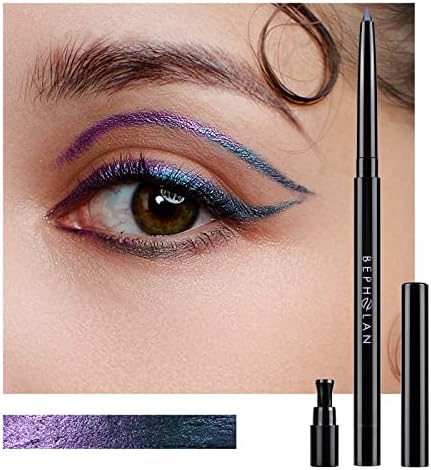 BEPHOLAN Eyeliner Pencil,Purple Eyeliner,Colored Eyeliners,Metallic Eyeliner,Blue Purple Shifting Colors Glitter Waterproof Eyeliner,24h Long-Lasting Eyeliner Pen,Purple-Blue Shifting (NORTHERN LIGHT)