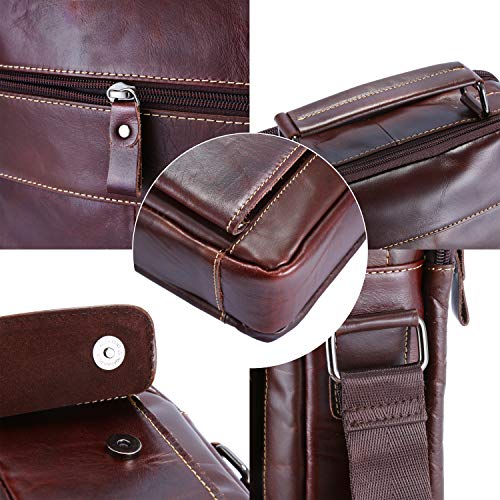 BAIGIO schoudertas heren lederen schoudertas business werktas crossbody voor 6 inch tablet computer - Image 7