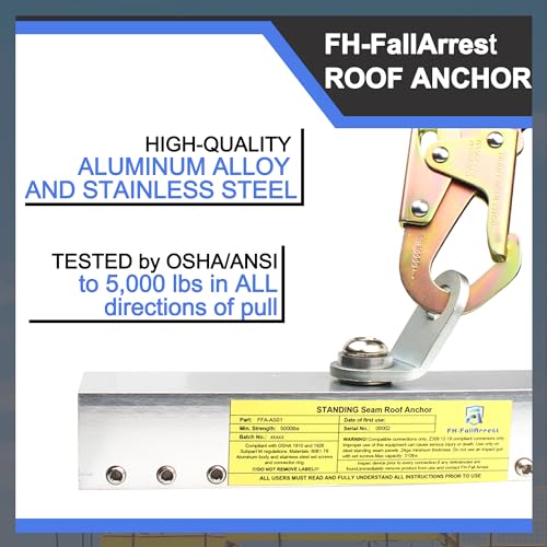 Fhfallarrest FFA-AS01 Fall Protection Standing Seam Roof Anchor Clamp With 360° Swivel Point | Fall Arrest Roofing Harness Safety Kit thumb #2