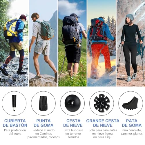 Image of Hiking Trekking Poles, 2 Pack Collapsible,Lightweight, Anti Shock, Hiking or Walking Sticks,Adjustable Hiking Pole for Men and Women (2pcs Black)