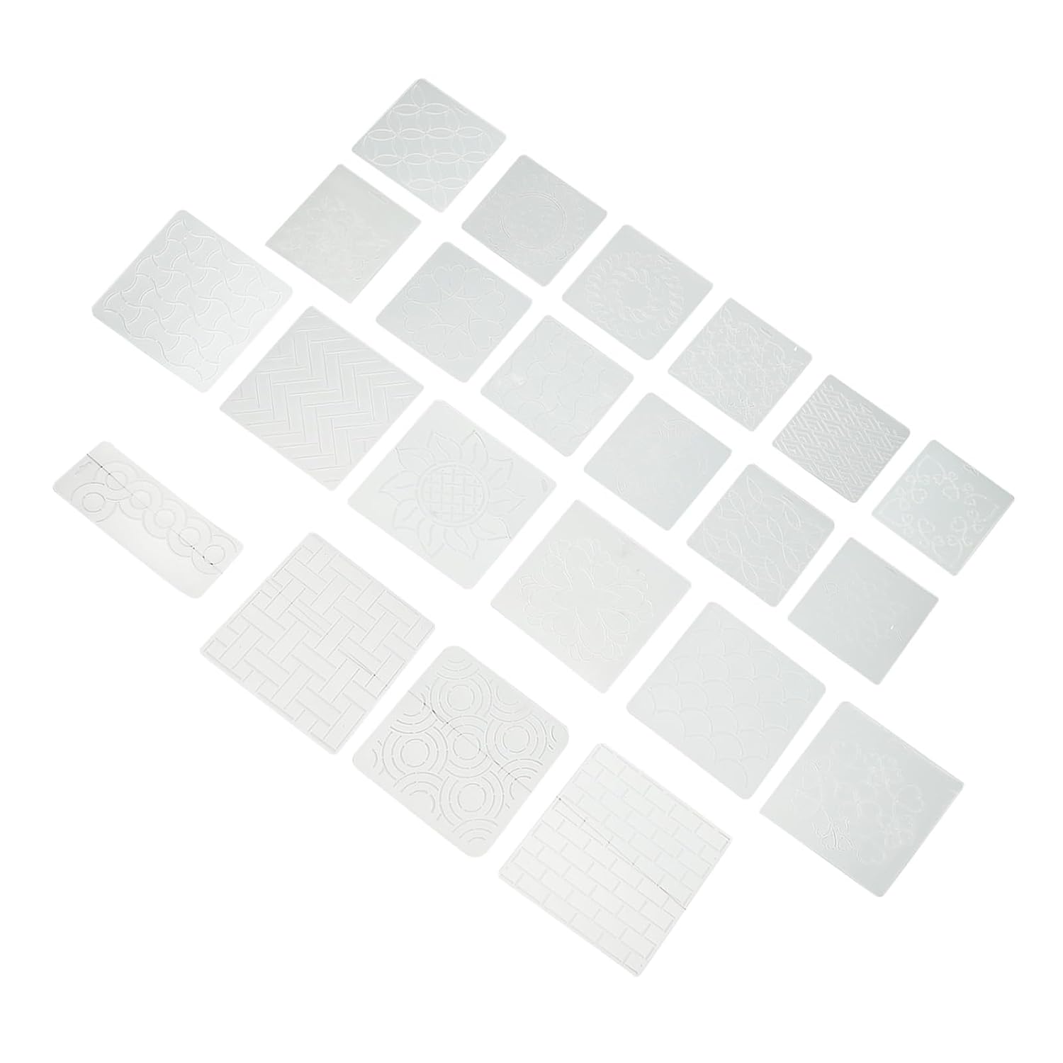 22 Pcs Quilting Template Set, Hollow Transparent Frosted PP Embroidered Stencil, Sewing Tool Set with 21 Patterns, Reusable Quilting Crimping Template for DIY Craft and Embroidery