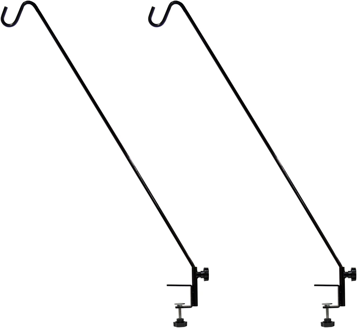 JCS Wildlife 42-Inch Heavy Duty Deck Hook with Non-Slip Clamp - Extended Reach Solid Steel Metal Deck Hook for Bird Feeders, Hanging Plants, Wind Chimes, Suet Baskets & More - 40 lbs Capacity (2-Pack)