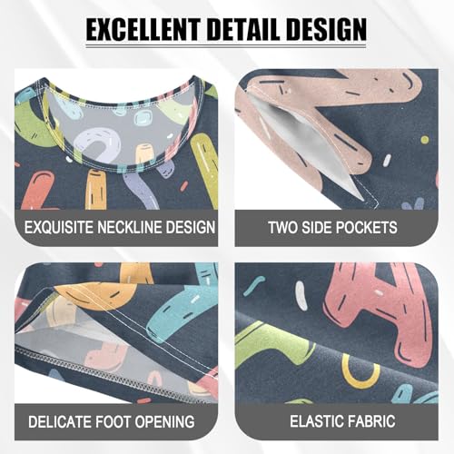 ALAZA English Alphabet Pajamas Short Sleeve 2 Piece Sleepwear Top and Bottom Pajama Set Unisex4