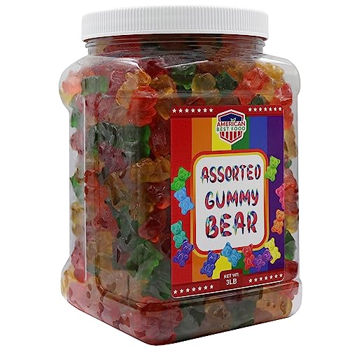 American Best Food Assorted 6 Color Rainbow Gummy Bears Jar (3 lb)