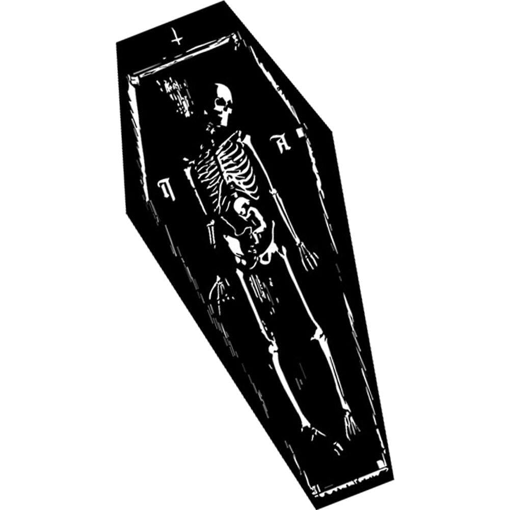 Hrippy Style2 Halloween Coffin Rug Area Mat, Gothic Skeleton Black Coffin Carpet Non-Slip Rug Floor Mats For Kitchen Bedroom Living Room