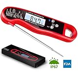 Kiaitre Digital Instant Read Meat Thermometer -Waterproof Food Thermometer with Backlight LCD for Kitchen, Outdoor, Cooking, BBQ, Grilling, Turkey and Candy